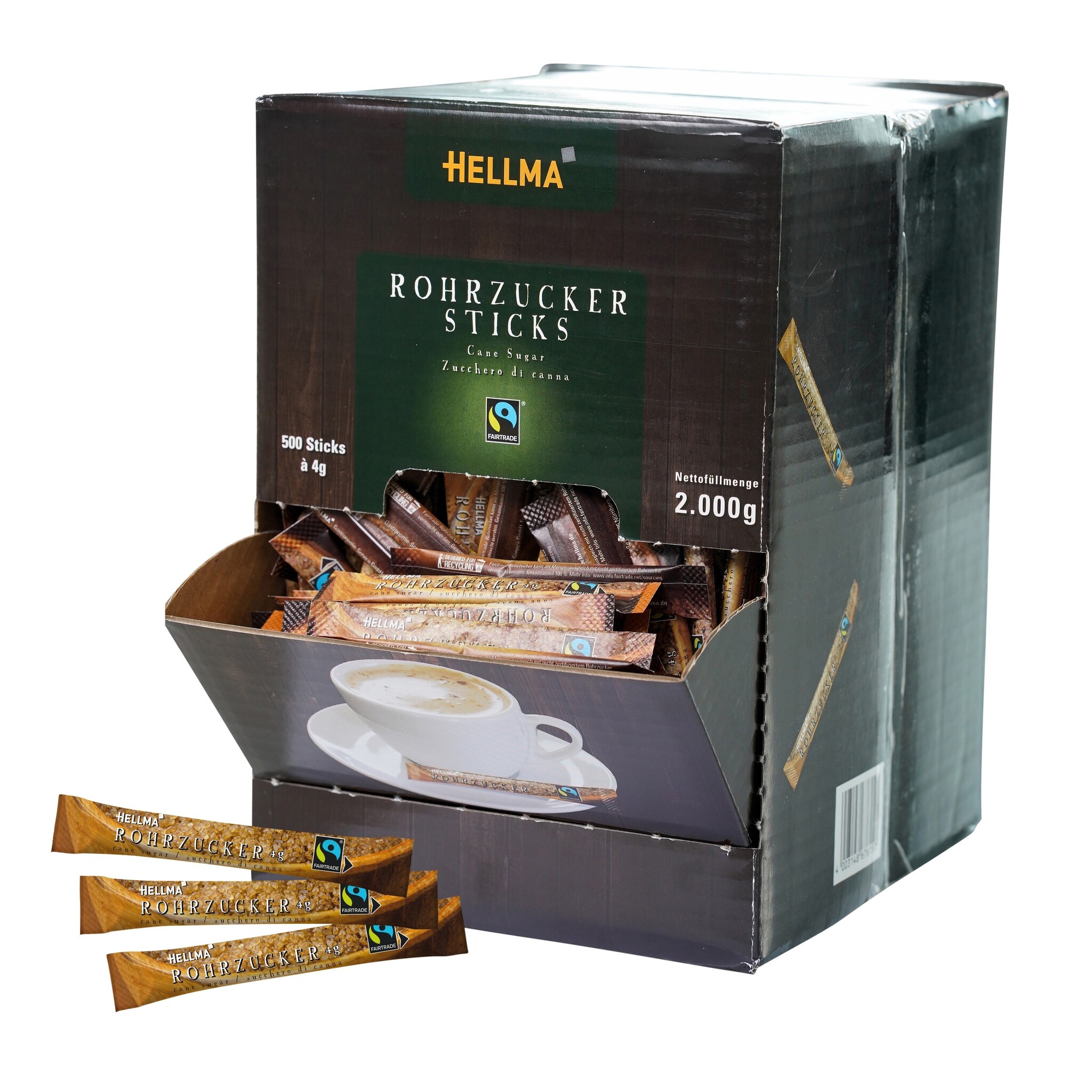 Hellma Fairtrade Rietsuikersticks 500 x 4g